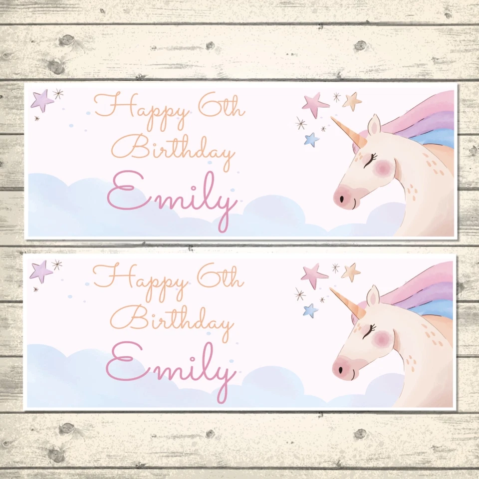 2 BANNERS DE CUMPLEAÑOS PERSONALIZADOS TEMÁTICOS UNICORNIO Foto 1 de 1