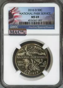 2016 D NATIONAL PARKS COMMEMORATIVE HALF DOLLAR NGC MS 69 50C MAC QUALITY✔️ - Picture 1 of 2