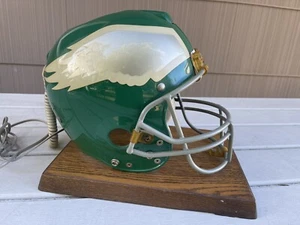 Vintage Philadelphia Eagles NFL Helmet Phone Telephone On Wood Base Riddell - Picture 1 of 9