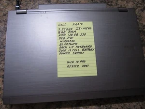 Dell Latitude E6510 Laptop Core i5-2.53 GHz 8GB RAM 128GB SSD DVD-RW Win 10 Pro - Picture 1 of 10