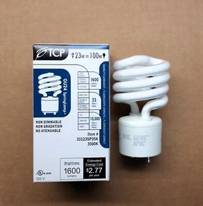 TCP 33123SP35K 23W (100W Equal) 3500K GU24 Spiral Twist Lock Base CFL Light Bulb - Picture 1 of 8