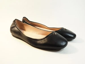 Pisos de ballet Kate Spade Keaton de cuero negro con detalle de pala, talla 7 (US) 37 (EUR) - Imagen 1 de 12