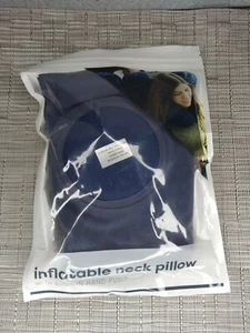 NEW Inflatable Neck Pillow with Built In Hand Pump-Blue - Picture 1 of 2
