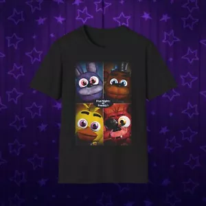 Five Nights At Freddy’s Plush Fnaf Bonnie Chica Foxy Unisex Softstyle T-Shirt - Picture 1 of 5