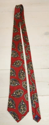 Gravata Dillards By Stonehedge costurada à mão 100% seda 56” curta vermelha paisley masculina - Imagem 1 de 4