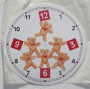 6.5/8 inch 169mm WHITE ARABIC TEDDY BEAR CLOCK DIAL, Self Adhesive dial, - Picture 1 of 1