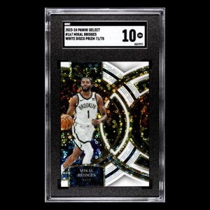 2023-24 Select Mikal Bridges Premier Level White Disco Prizm /75 SGC 10 Gem Mint - Picture 1 of 2