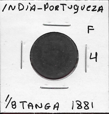 INDIA,PORTUGUESA 1/8 TANGA=1 1/2 REIS 1881 PORTRAIT OF KING LUDOVICUS I,LUIS I,C Cover