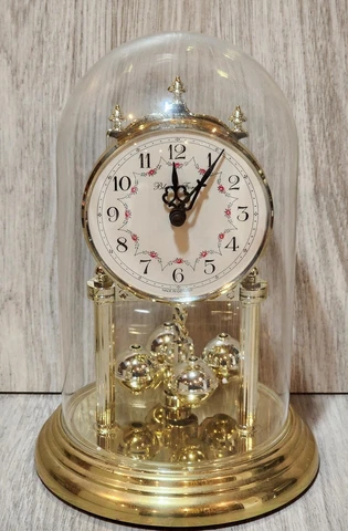 Vintage 10"Black Forest Free-Standing  Clock w/Rose Design Made in Germany Cover