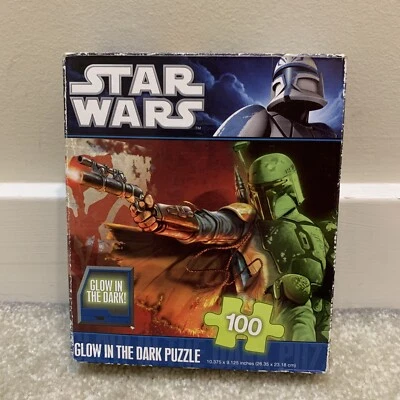 Star Wars Boba Fett Jigsaw Puzzle Glow in The Dark 100 Pcs Complete - Image 1 of 4