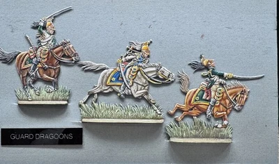 Dragones Guardia Francesa Extremadamente Finos, c1815.  Figuras planas de hojalata a escala 70 mm Foto 1 de 4
