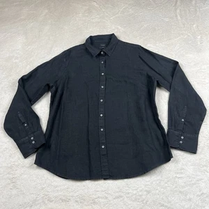 Baird McNutt J Crew irisches Leinenhemd Damen 18T Langarm schwarz perfekte Passform - Bild 1 von 10
