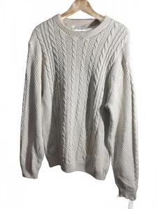 Vermont Country Store Vintage Pullover weiß Zopfmuster Baumwolle Rundhalsausschnitt  - Bild 1 von 9