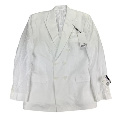 Bar III Mens Slim Fit 100% Linen Double-Breasted Suit Jacket White 42L - Image 1 of 4