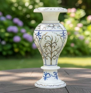 12" White Marble Flower Vase Pot mop inlay decor room home decor room decor art - Picture 1 of 9