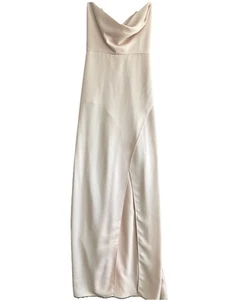 Anthropologie BHLDN Gown Size 12 Blush Pink Remy Cowl Neck Faux Wrap Satin - Picture 1 of 8
