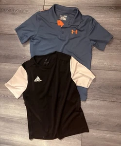 Lot 2-Under Armour Adidas Boys’ Youth Large Golf Polo Shirts - Picture 1 of 2