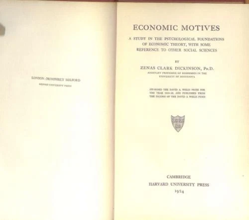 Economic Motives: A Study of Psychological Foundations of Economic Theory with S - Image 1 of 1