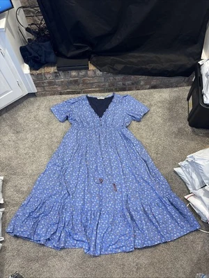 Wayward фантазии eShakti ярусный оборкой платье - синий цветочный Summer милый размер 3 X - Изображение 1 из 4