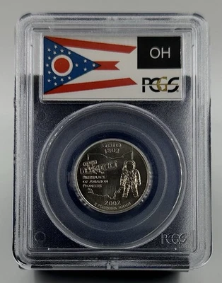 2002 P OHIO STATE QUARTER PCGS MS68 FLAG HOLDER - Image 1 of 2
