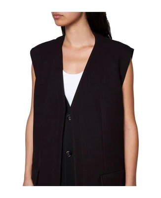 NUEVO CON ETIQUETAS BOTTEGA VENETA Marrón Negro Algodón Lana Capas Chaqueta Larga Chaleco 34 Foto 1 de 4