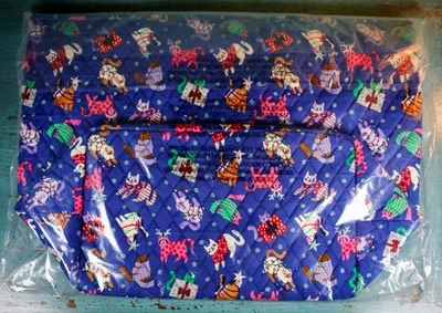 Vera Bradley необходимый большой сумка с короткими ручками Catnip Рождественские кошки новый с Ярлыками в пластиковой упаковке $75 - Изображение 1 из 4