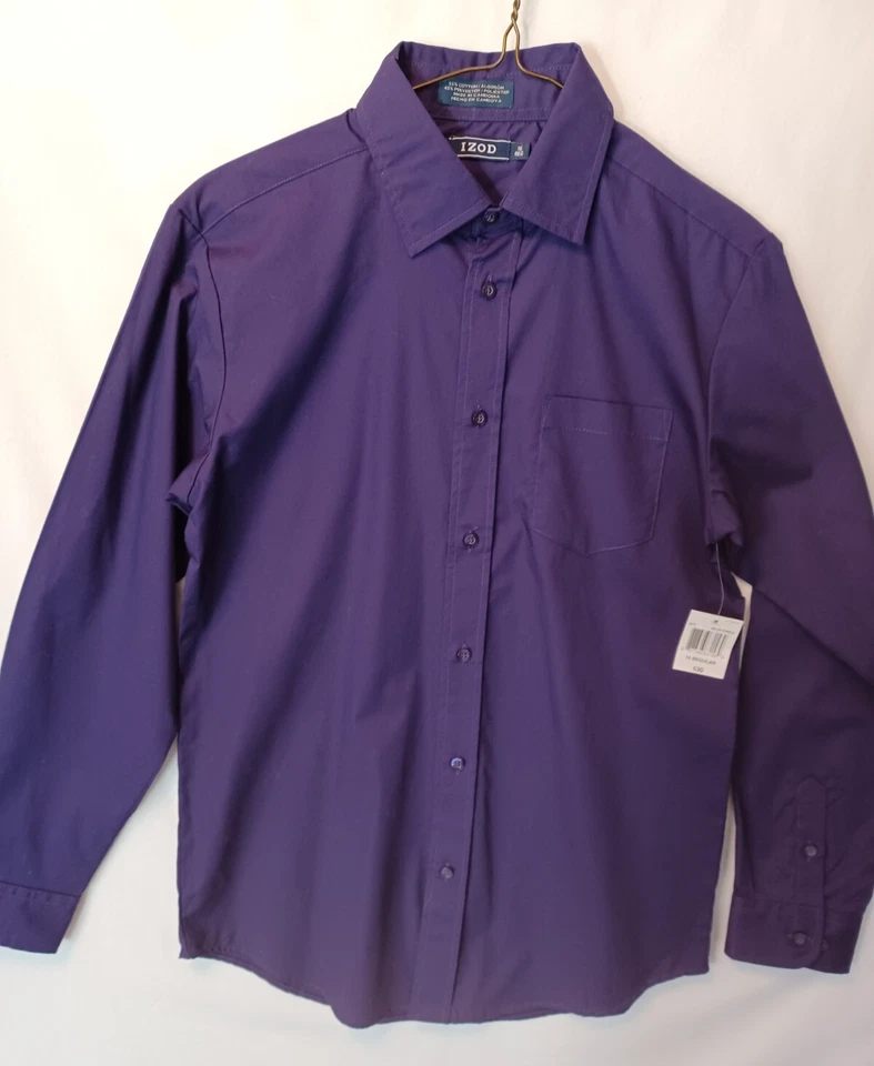 Camisa de vestir IZOD TALLA 16 para niños, púrpura oscuro, nueva con etiquetas, fácil cuidado etiquetada $30 Foto 1 de 2