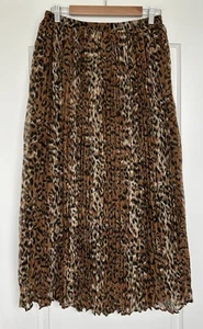 Vtg Whitehall And Shon Maxi Skirt Size Large Pleated Crinkle Leopard Print USA - Picture 1 of 10