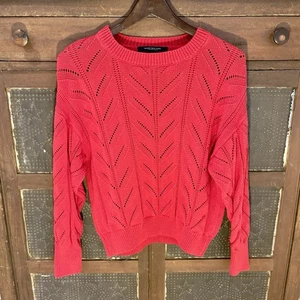 Marc New York Damen S Rundhals Pullover Open Weave Rot Details Strick Langarm - Bild 1 von 10