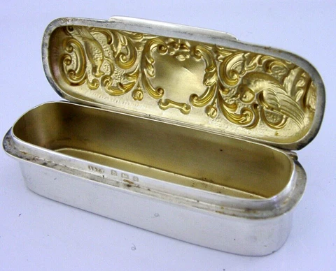 PRETTY ENGLISH ART NOUVEAU STERLING SILVER TOOTH PICK BOX 1906 BIRDS ANTIQUE Cover