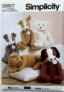 Simplicity S9807 Patrón de Costura 24" Posable Peluche Cachorros Estilos Surtidos - Imagen 1 de 2