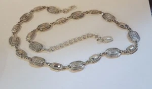 Southwest Silver Tone Medallion Design Link Belt w/ Adjustable Length Reversible - Picture 1 of 10