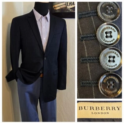 Burberry London Blazer мужской США 40 ЕС 52 сделано в Италии шерсти костюм куртка черный PS - Изображение 1 из 4