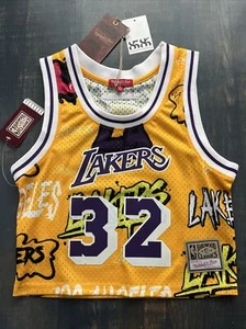 Neu mit Etikett! Mitchell & Ness Slap Sticker Crop Magic Johnson Lakers Trikot Small - Bild 1 von 3