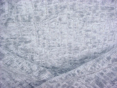 10-5/8Y Scalamandre VDHARR Gaspra Grey Blue Textured Velvet Upholstery Fabric - Image 1 of 4
