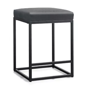 Counter Height Bar Stools 24" Kitchen Backless Modern Square Leather Barstools - Picture 1 of 8