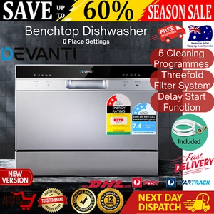 Benchtop Dishwasher Freestanding Countertop Dish Washer Removable Filter Silver - Picture 1 of 13
