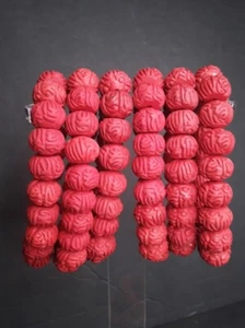 Chinese Molded red bead bracelets  group lot - Picture 1 of 7