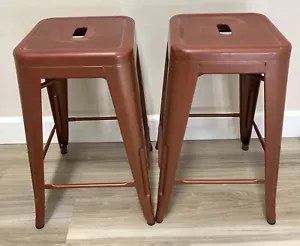 Furniture 24" Metal Backless Counter Stool in Distressed Copper Color - Picture 1 of 6