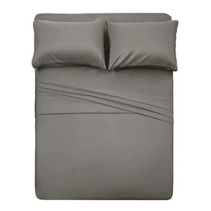 4 Piece Bed Sheet Set -1 Flat Sheet1 Fitted Sheet and 2 Pillow Cases Brushed ... - Picture 1 of 6