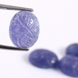 Natural AA Grade Tanzanite Oval Shape Carve Loose Gemstone 11x9 MM 27 Carat Lot - Picture 1 of 3