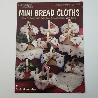 Leisure Arts Mini Bread Cloths Cross Stitch Pattern Charts Flower Apple Santa - Image 1 of 4