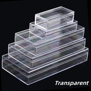 Rectangle Plastic Boxes Clear Storage Organiser Crafts Beads Jewellery Case Lid - Picture 1 of 7