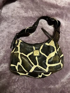 Dooney &Bourke Womens Giraffe Animal Print Leather Hobo Handbag Brown Tan - Picture 1 of 2