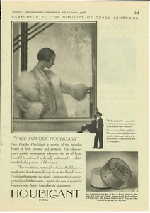 1928 Houbigant Paris stampa d'epoca pubblicità viso polvere art deco ruggente anni 20 - Foto 1 di 1