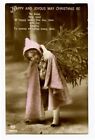 1910s Glamor Glamour CUTE CHRISTMAS GIRL British photo postcard
