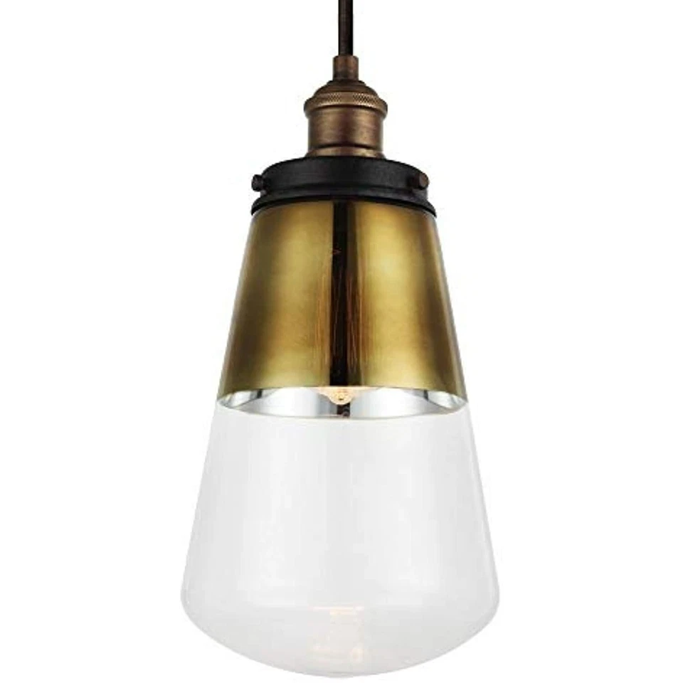 Iluminación colgante Feiss P1372PAGB/DWZ, latón, 1 luz (7" diámetro x 15" alto) 60 vatios Foto 1 de 1