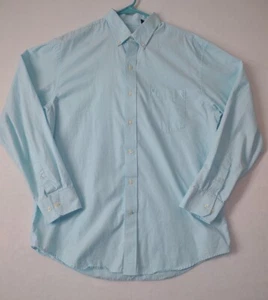 IZOD Shirt Mens Large Long Sleeve Button Front Blue Aqua Dress Shirt Lightweight - Picture 1 of 8