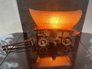 Vintage Antique Leviton Wagon Wooden Covered Lamp Rare Find Original Condition - Picture 1 of 18