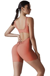 OTOS Activewear Jumpsuit Romper Backless Sleeveless Scrunch yoga Orange Brick M - Picture 1 of 5